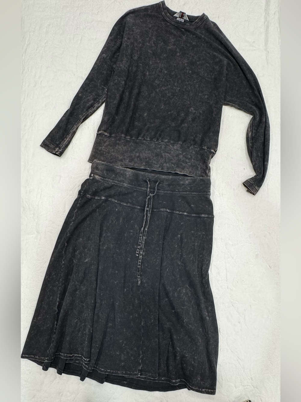 Hardtail Black acid wash Two Piece skirt set